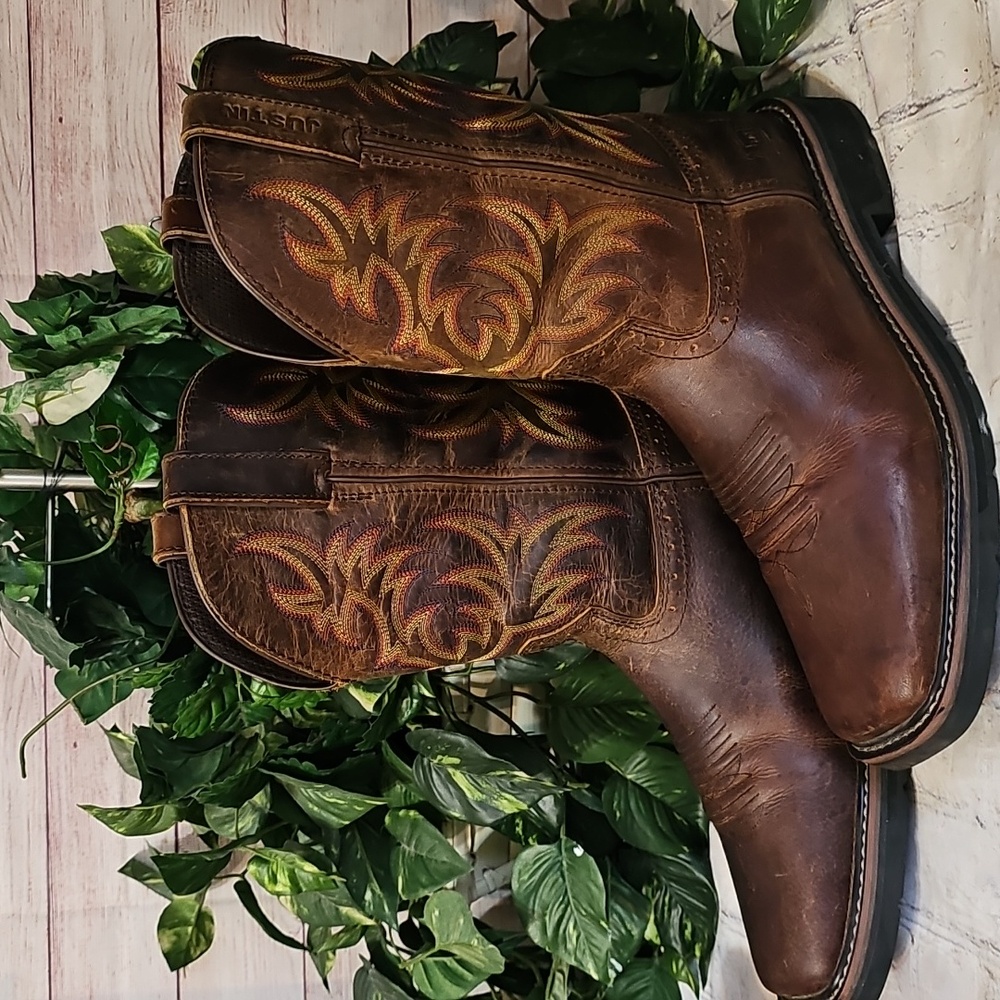 Justin Boots Driller Steel Toe Western Work Cowboy Boots 11.5 EE